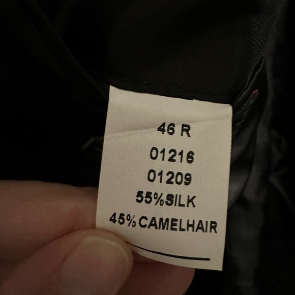 Jos A Banks Silk and Camel Hair Blend Black Micro Herringbone Blazer Suit 46R - Picture 8 of 9